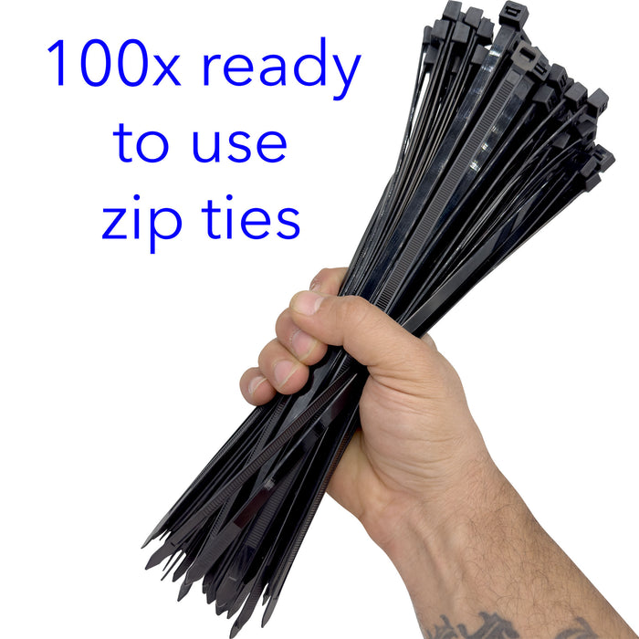1003 100pk 11.8 inch Black Cable Zip Ties