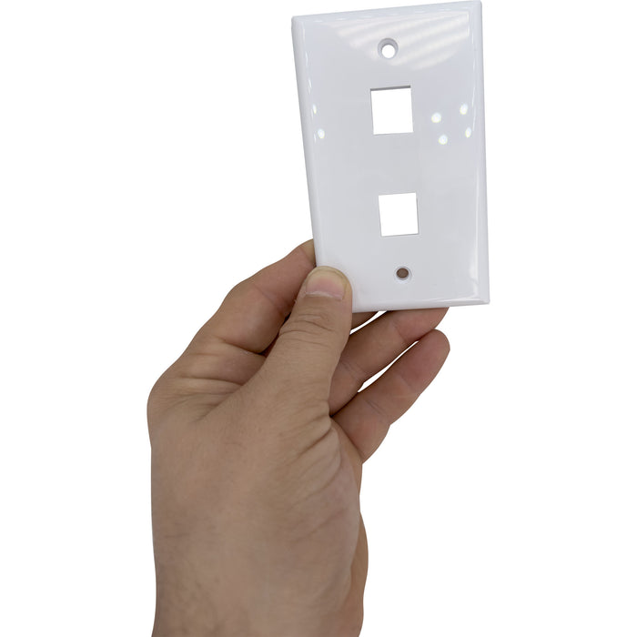 1004 Single Gang Two Port RJ 45 White Wall Plate