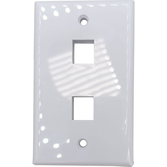 1004 Single Gang Two Port RJ 45 White Wall Plate