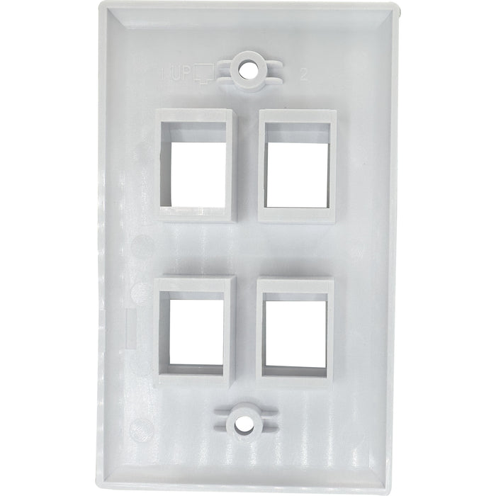 1005 Four Port RJ45 Wall Plate Gloss White
