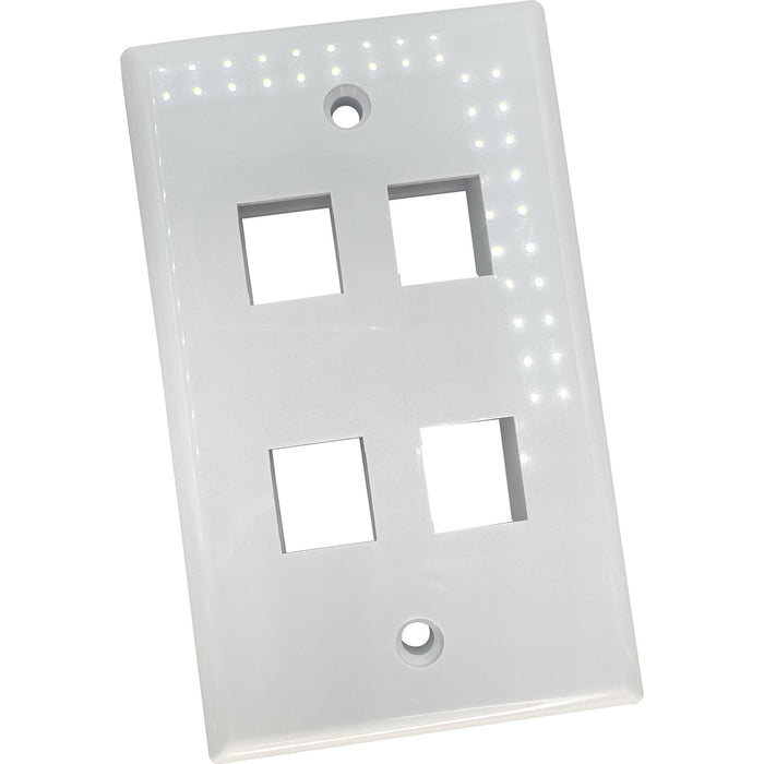 1005 Four Port RJ45 Wall Plate Gloss White