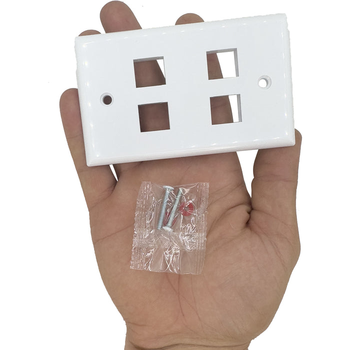 1005 Four Port RJ45 Wall Plate Gloss White