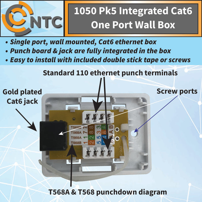 1050 Integrated Cat6 Jack Wall Box