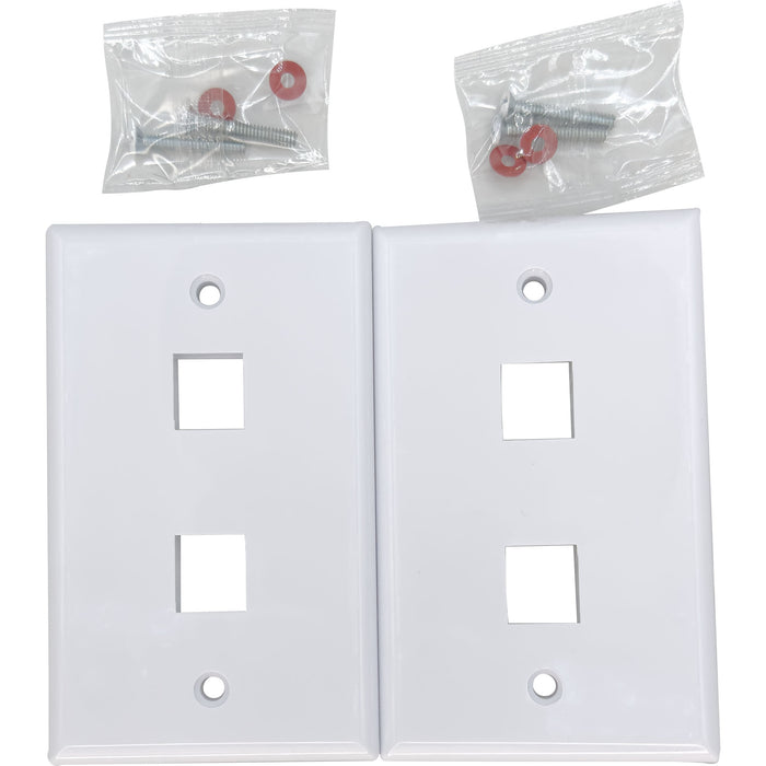 1004 Single Gang Two Port RJ 45 White Wall Plate