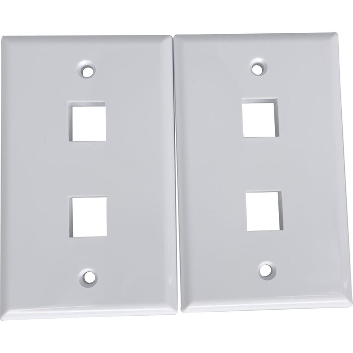 1004 Single Gang Two Port RJ 45 White Wall Plate