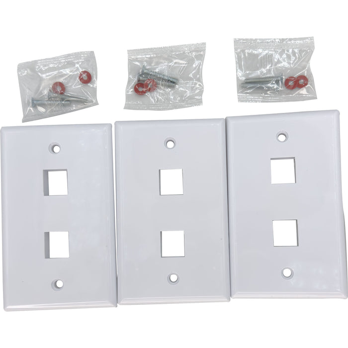 1004 Single Gang Two Port RJ 45 White Wall Plate
