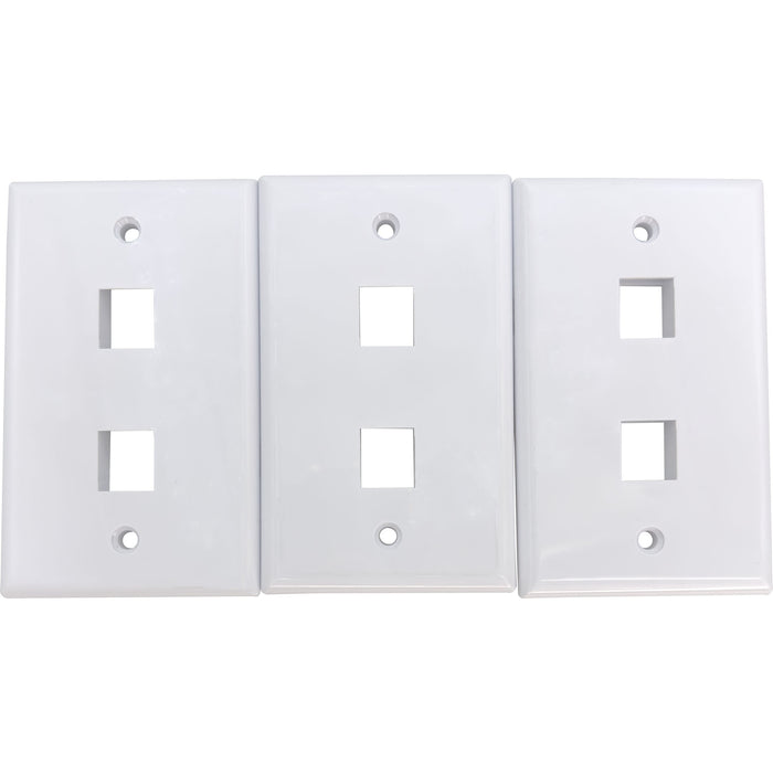 1004 Single Gang Two Port RJ 45 White Wall Plate