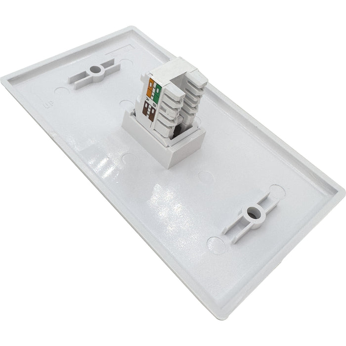 1200 Single Gang Single Port with Cat6 Keystone White Wallplate