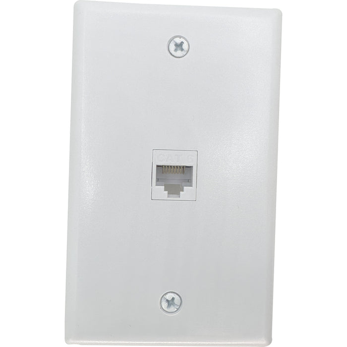 1200 Single Gang Single Port with Cat6 Keystone White Wallplate