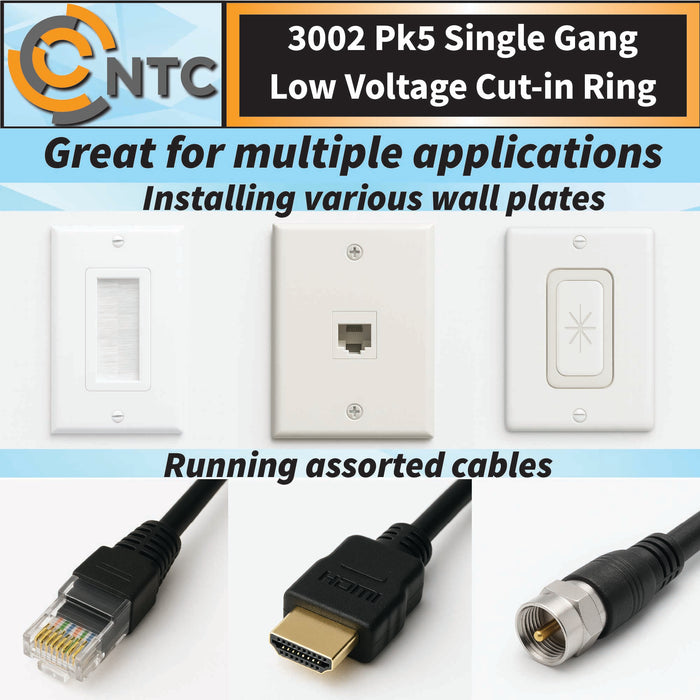 3002 Pk5 Single Gang Low Voltage Cut In Ring