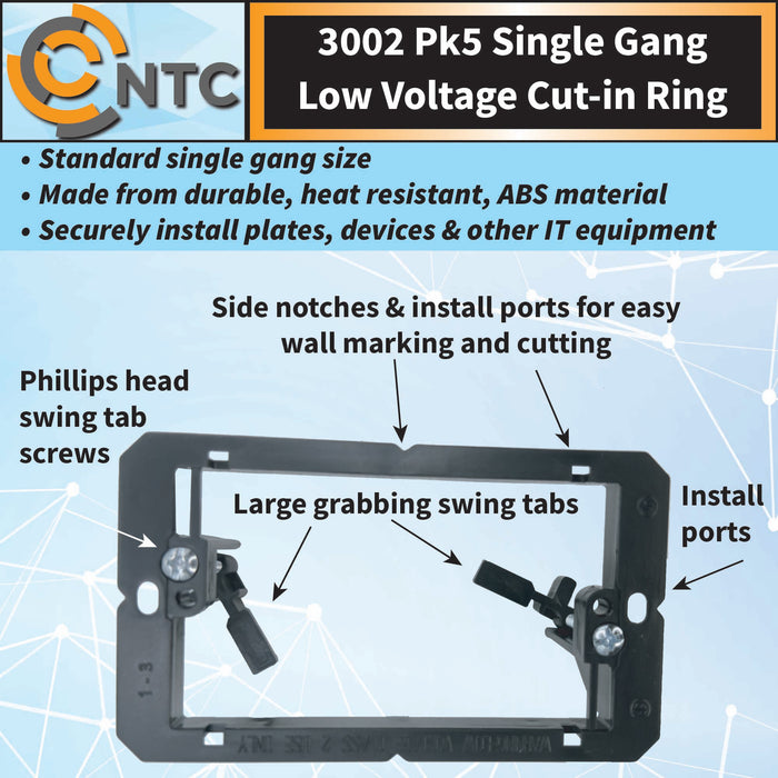 3002 Pk5 Single Gang Low Voltage Cut In Ring