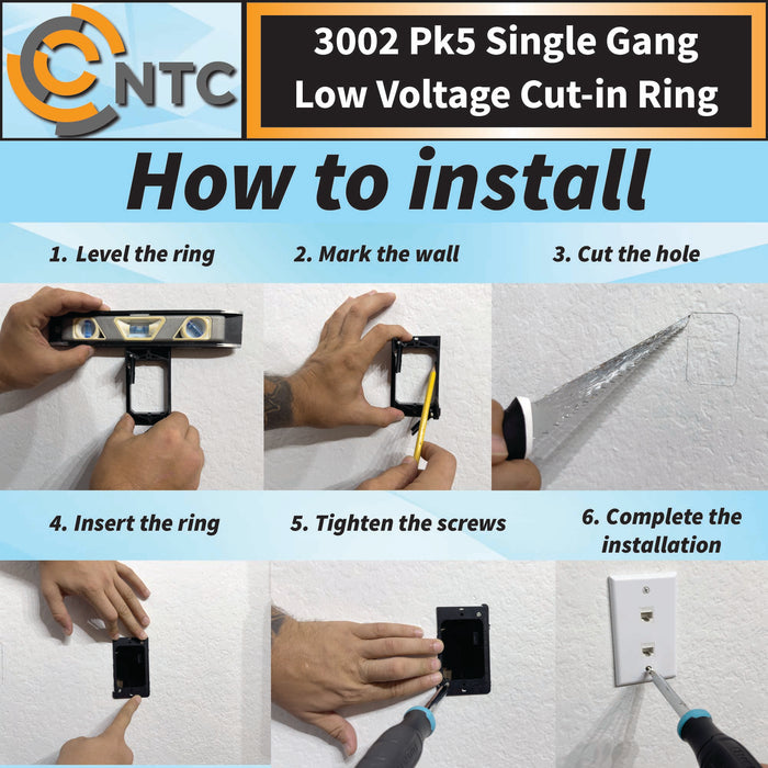 3002 Pk5 Single Gang Low Voltage Cut In Ring