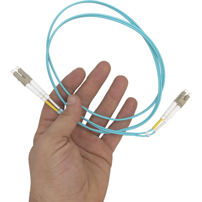 5001 50 125 OM3 Multimode LC UPC Duplex Fiber Patch Cable Light Blue