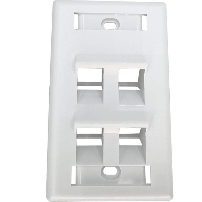 1008 Four Port Single Gang Angle White Wallplate