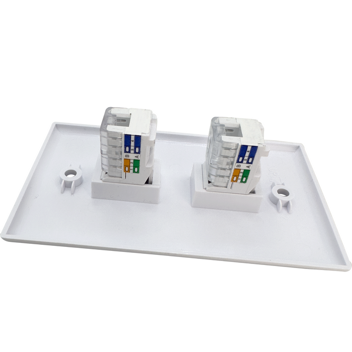 1201 Single Gang Two Port with Cat6 Keystone White Wallplate