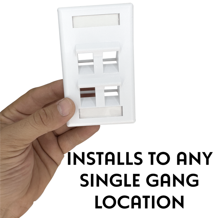1008 Four Port Single Gang Angle White Wallplate