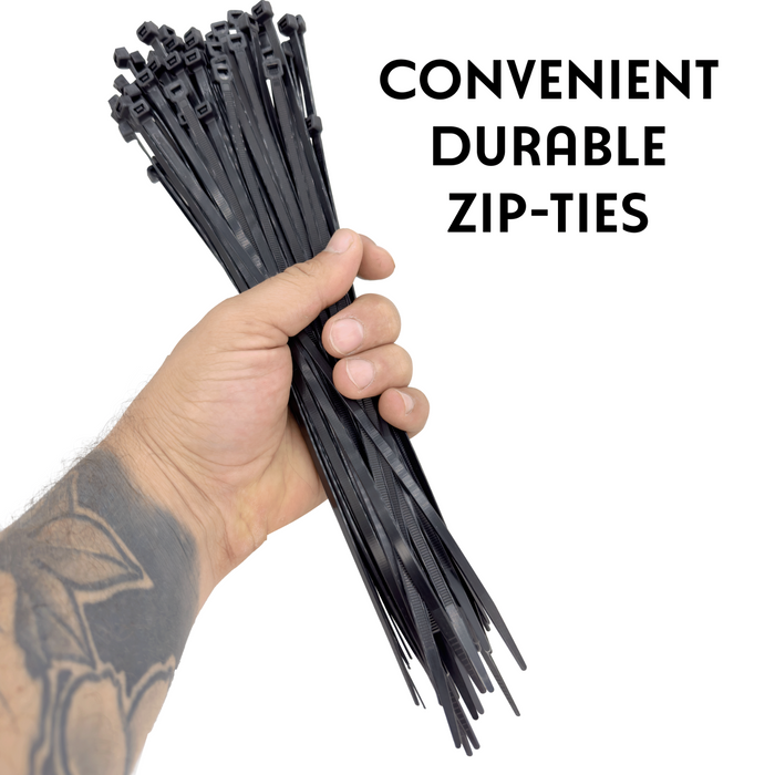 1007 100Pk UV Resistant 50 lb Black Cable Zip Ties