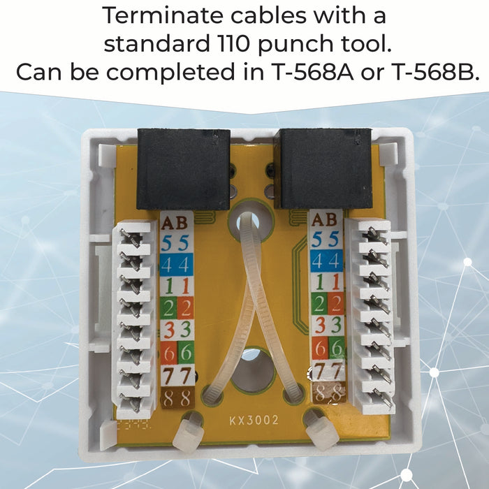 1051 Integrated Cat6 Jack Two Port Wall Box