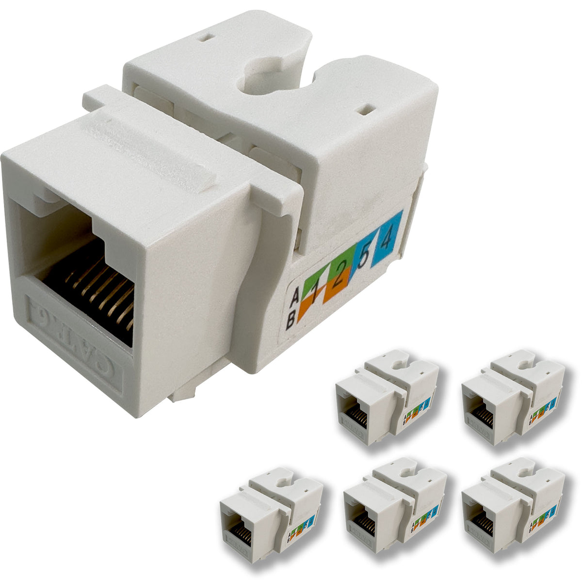1415 Cat 6 Keystone Punchdown Jack Top Port Opaque White — Network