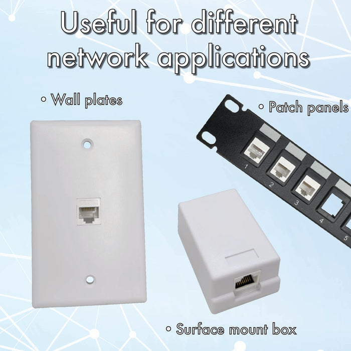 1415 Cat 6 Keystone Punchdown Jack Top Port Opaque White