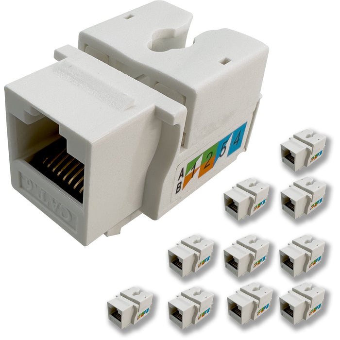 1415 Cat 6 Keystone Punchdown Jack Top Port Opaque White