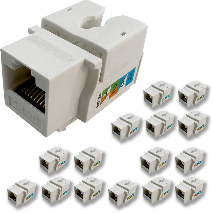 1415 Cat 6 Keystone Punchdown Jack Top Port Opaque White