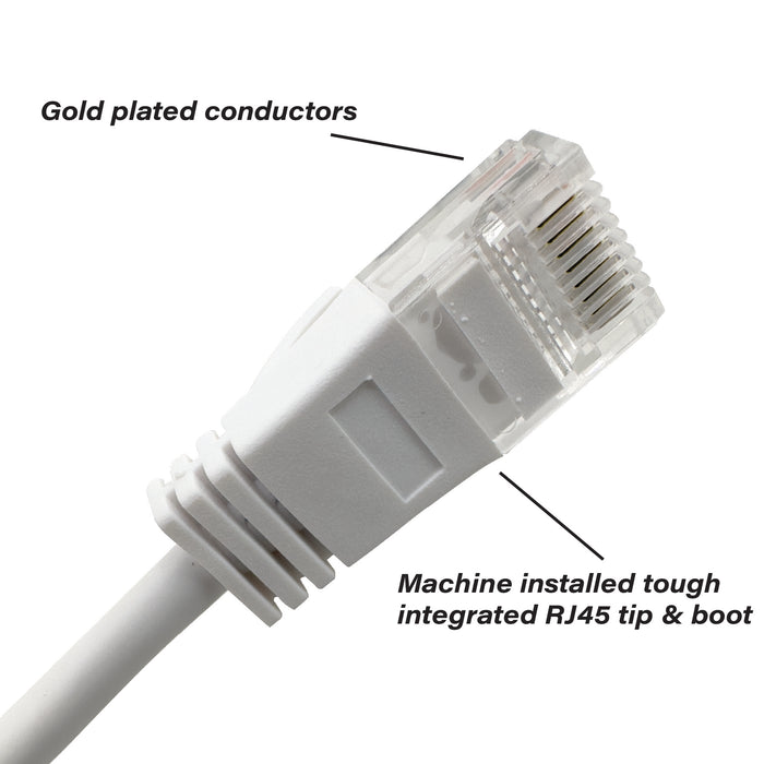 2250 Cat6a Short Boot White 1 Meter Patch Cable